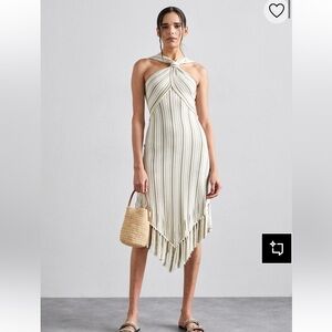 Cult Gaia Alica Knit Strappy Dress Striped Fringe Women's Size L Resort